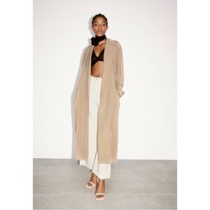 Zara Flowy Belted Trench Coat - Mink | Size M